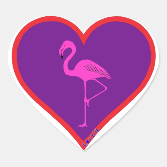 Pegatina En Forma De Corazón flamingo (Anverso)