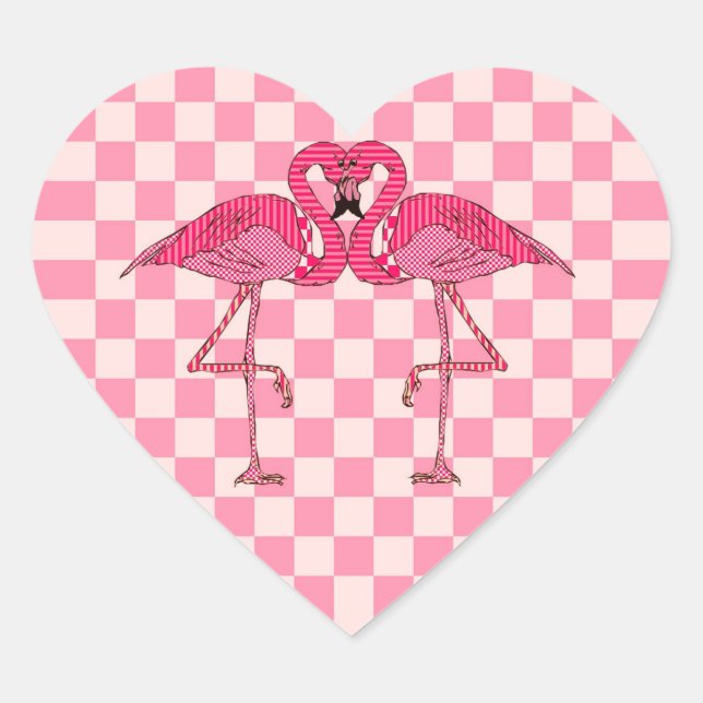 Pegatina En Forma De Corazón Flamingos (Anverso)