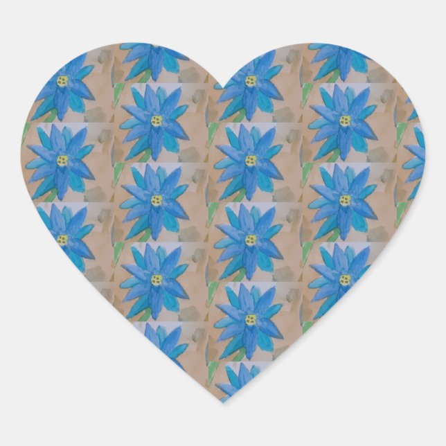 Pegatina En Forma De Corazón Flor azul (Anverso)