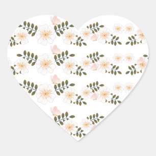 Pegatina En Forma De Corazón flor blanca rosa