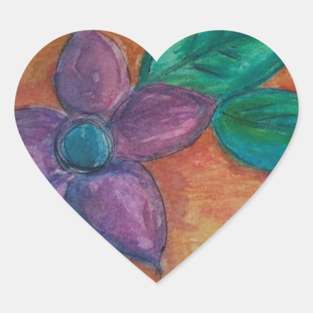 Pegatina En Forma De Corazón flor bohemia (Anverso)