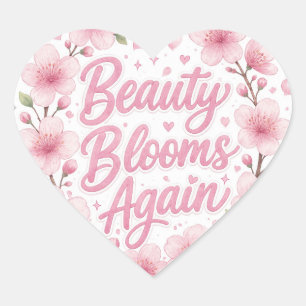 Pegatina En Forma De Corazón Flor de Cerezo : La Belleza Florece de Nuevo