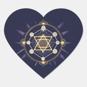 Pegatina En Forma De Corazón Flor de Infinito — Geometría Sagrada Celestial