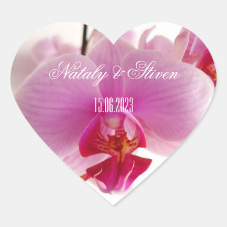 Pegatina En Forma De Corazón Flor de orquídea Pegatina redondo clásico