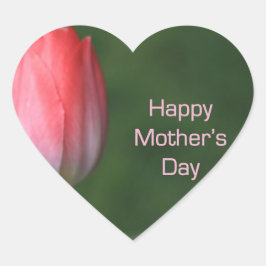Pegatina En Forma De Corazón flor de tulipán rojo, feliz día de la madre