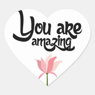 Pegatina En Forma De Corazón Flor rosa floral amor, hola, pensando en ti