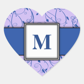 Pegatina En Forma De Corazón Floral AZUL ROYAL y Púrpura