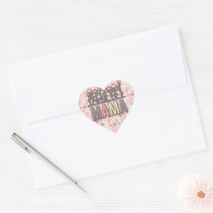 Pegatina En Forma De Corazón Floral Boho Mama