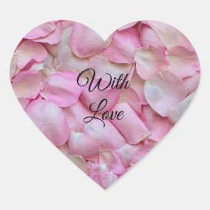 Pegatina En Forma De Corazón Floral de Pétalos de rosa rosados