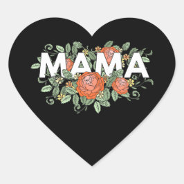 Pegatina En Forma De Corazón Floral Mama
