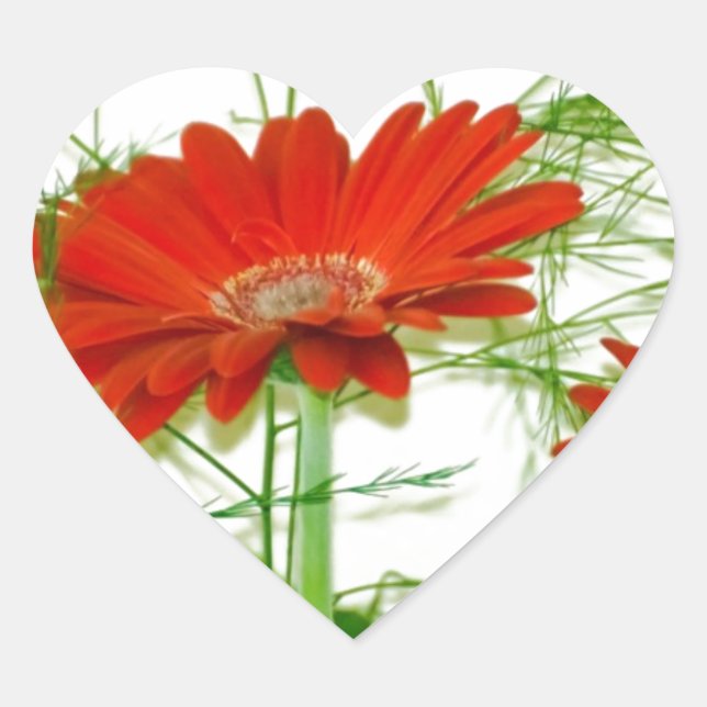 Pegatina En Forma De Corazón Floral Roja (Anverso)
