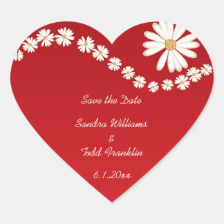 Pegatina En Forma De Corazón Floral roja Salve al Pegatina de fechas