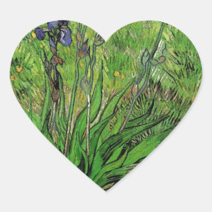 Pegatina En Forma De Corazón Floral vintage, Iris de Vincent van Gogh
