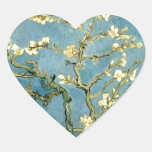 Pegatina En Forma De Corazón Floreciente árbol de almendros por Van Gogh