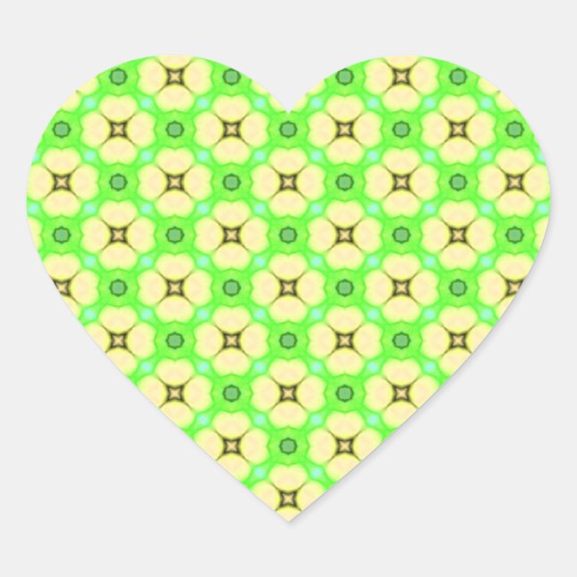Pegatina En Forma De Corazón Flores amarillas en verde (Anverso)