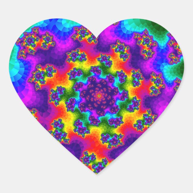 Pegatina En Forma De Corazón Flores de arcoiris (Anverso)
