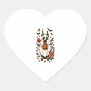 Pegatina En Forma De Corazón Flores de Halloween Doberman Pinscher