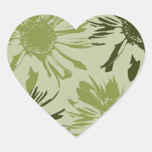 Pegatina En Forma De Corazón Flores de Lime Gerbera