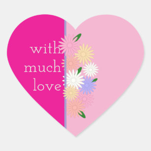 Pegatina En Forma De Corazón Flores de margarita coloridas, amor personalizado