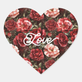 Pegatina En Forma De Corazón Flores de Rosa Rosa Rosa