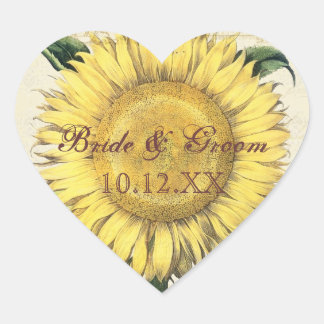 Pegatina En Forma De Corazón Flores florales vintage - Boda otoño de otoño