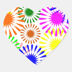 Pegatina En Forma De Corazón Flores multicolores