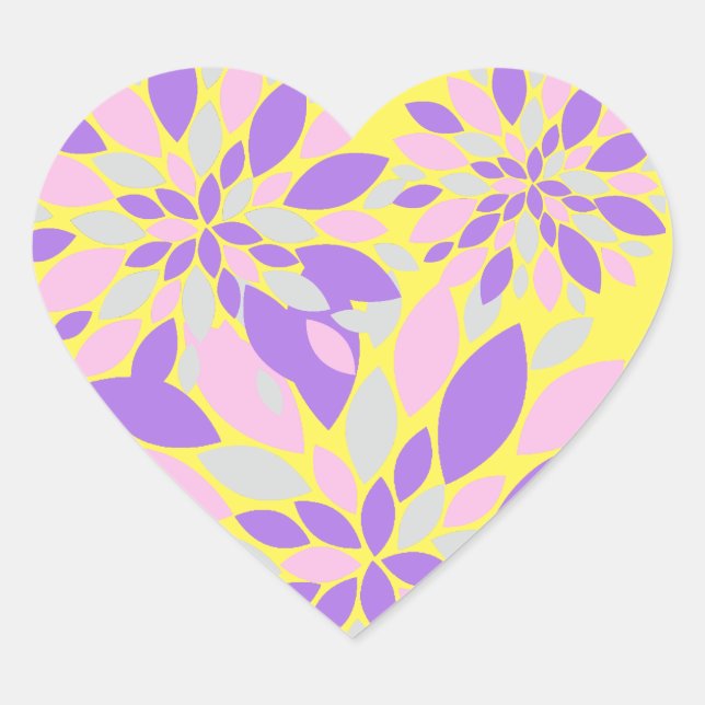 Pegatina En Forma De Corazón Flores Purpura Pétalos Mágicos (Anverso)
