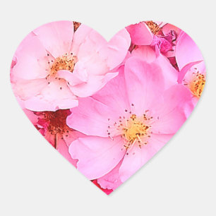 Pegatina En Forma De Corazón Flores rosadas