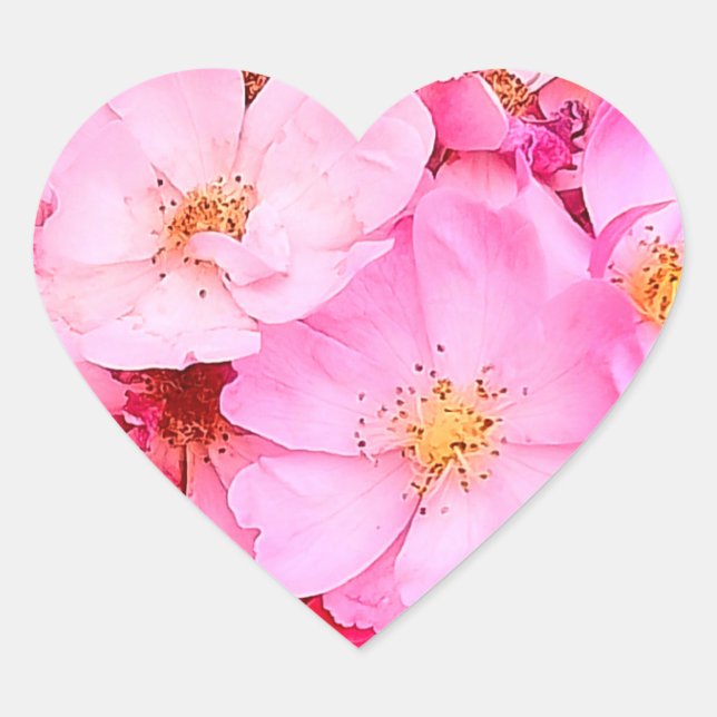 Pegatina En Forma De Corazón Flores rosadas (Anverso)