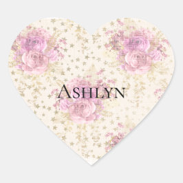 Pegatina En Forma De Corazón Flores rosas de moda