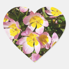 Pegatina En Forma De Corazón Flores rosas y amarillas