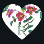 Pegatina En Forma De Corazón Flores silvestres elegantes modernas de acuarela r<br><div class="desc">Flores silvestres elegantes modernas de acuarela rosa oscuro</div>