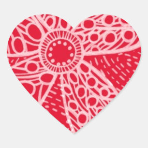 Pegatina En Forma De Corazón Flores y corazones