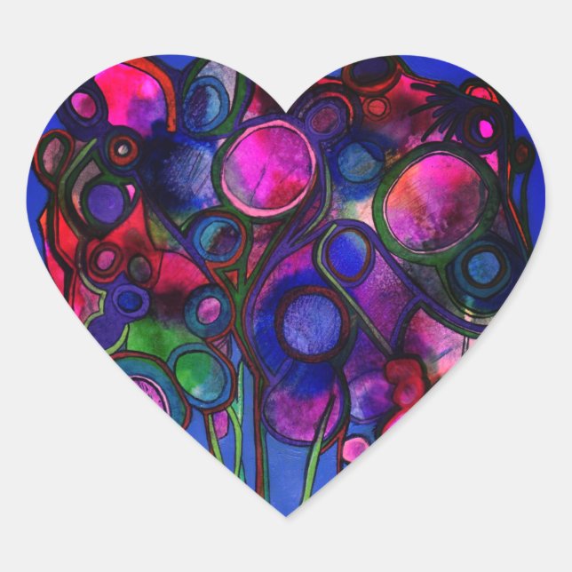 Pegatina En Forma De Corazón Flowers (Anverso)