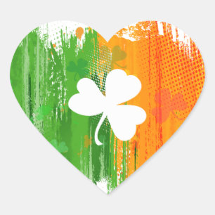 Pegatina En Forma De Corazón Fondo afortunado del trébol y de la tinta