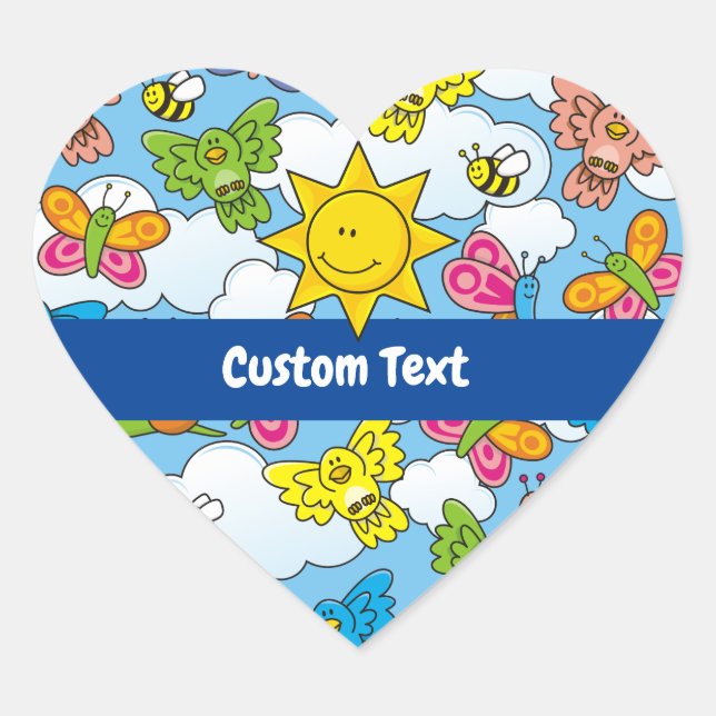 Pegatina En Forma De Corazón Fondo de animales para bebés (Anverso)