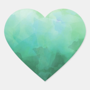 Pegatina En Forma De Corazón Fondo vibrante de acuarela acuamarina