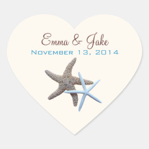 Pegatina En Forma De Corazón Forma cardíaca, Pegatina Boda Starfish