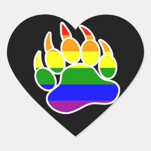 Pegatina En Forma De Corazón Forma de corazón de la pata del oso arcoiris - Peg