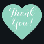 Pegatina En Forma De Corazón Forma de corazón de menta favor de boda gracias pe<br><div class="desc">Pegatinas agradecidos por la forma de la boda en forma de corazón. Color de fondo verde y blanco o personalizado de la pluma. Tipografía de escritura elegante. Usar como sellos para sobres románticos/selladores o como etiqueta de favores matrimoniales para agradecer a los invitados. Símbolo de amor lindo con texto elegante....</div>