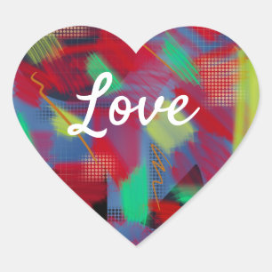 Pegatina En Forma De Corazón Forma de corazón de texto de amor brillante y aleg