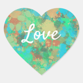 Pegatina En Forma De Corazón Forma de corazón de texto de amor Caídas verdes de