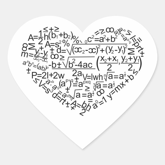 PEGATINA EN FORMA DE CORAZÓN FÓRMULAS DE CORAZÓN. (Anverso)