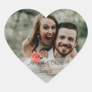 Pegatina En Forma De Corazón Foto de casamiento personalizado