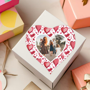 Pegatina En Forma De Corazón Foto de San Valentín de la familia del patrón del 