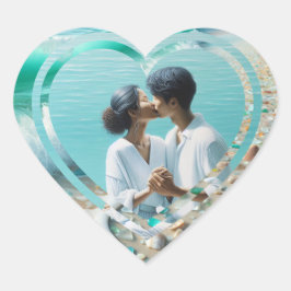 Pegatina En Forma De Corazón Foto personalizada corazón playero