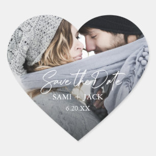 Pegatina En Forma De Corazón Foto Save the Date Heart=Sellos para sobres con fo