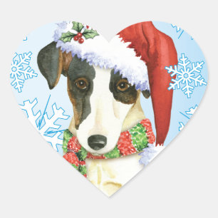 Pegatina En Forma De Corazón Fox terrier liso feliz de Howliday