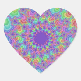 Pegatina En Forma De Corazón Fractal arcoiris Pastel
