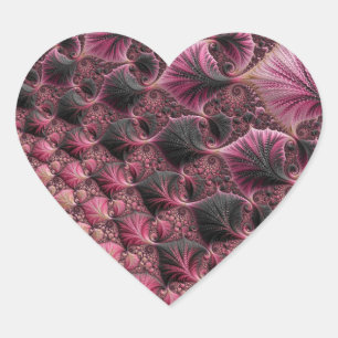 Pegatina En Forma De Corazón Fractal rosa